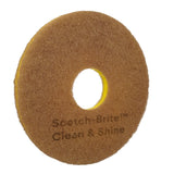 3M Scotch-Brite Clean and Shine Pad, Super Fine, Brown, 12 in, Center Hole (7100147921) (5 Pack) - 2