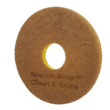 3M Scotch-Brite Clean and Shine Pad, Super Fine, Brown, 12 in, Center Hole (7100147921) (5 Pack) - 3