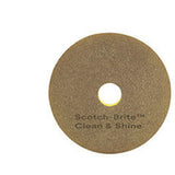 3M Scotch-Brite Clean and Shine Pad, Super Fine, Brown, 12 in, Center Hole (7100147921) (5 Pack) - 4