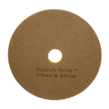 3M 09553 Scotch-Brite Clean and Shine Floor Pad, Brown, Super Fine, 22 in, Center Hole (7100147996) (5 Pack)