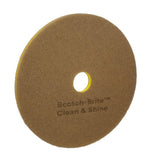 3M 09553 Scotch-Brite Clean and Shine Floor Pad, Brown, Super Fine, 22 in, Center Hole (7100147996) (5 Pack) - 3