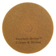 3M Scotch-Brite Clean and Shine Pad, Brown, Super Fine, 19 in, Center Hole (7100148014) (5 Pack)