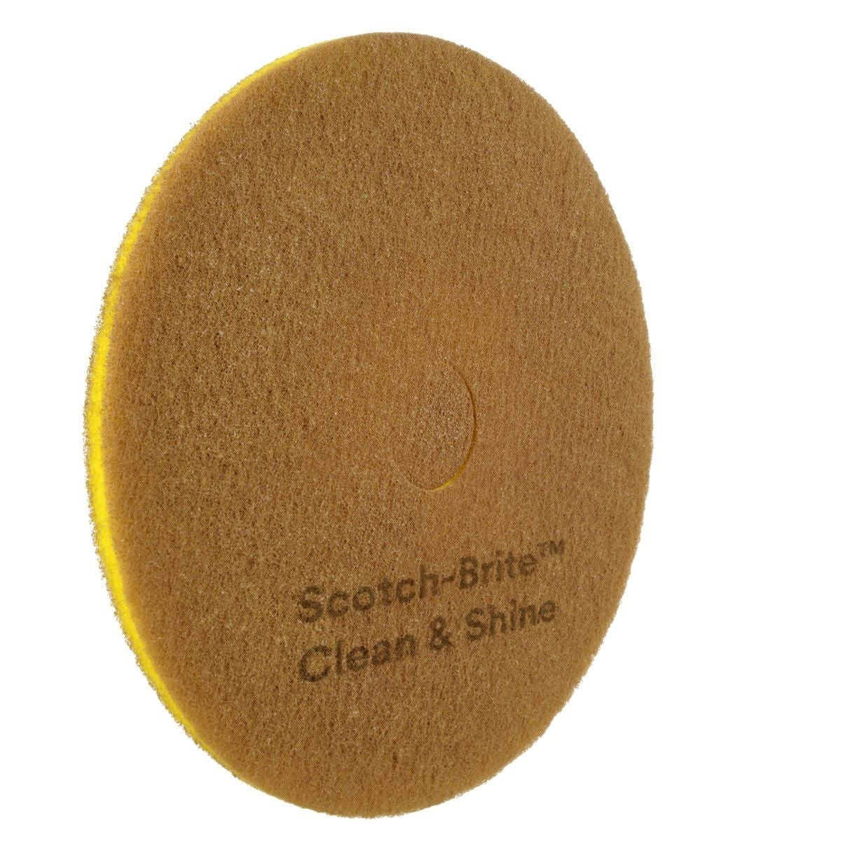 3M Scotch-Brite Clean and Shine Pad, Brown, Super Fine, 19 in, Center Hole (7100148014) (5 Pack) - 3