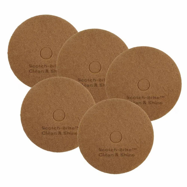 3M Scotch-Brite Clean and Shine Pad, Brown, 20 in (7100148015) (5 Pack)