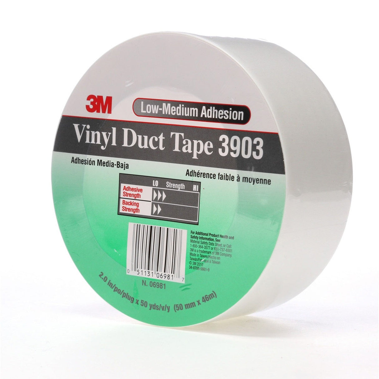 3M 3903 Vinyl Duct Tape, White, 2 in x 50 yd, 7.3 mil, Individually Wrapped (7100148262) (24 Pack) - 3