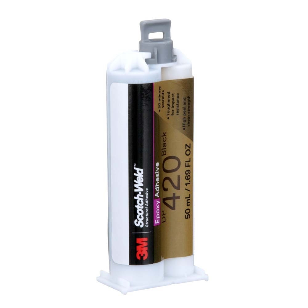 3M 7100148731 Scotch-Weld Epoxy Adhesive DP420 Black Two-Part Structural Adhesive, 20-Minute Work Life, High Impact and Fatigue Resistance Duo-Pak (50 mL) - 2