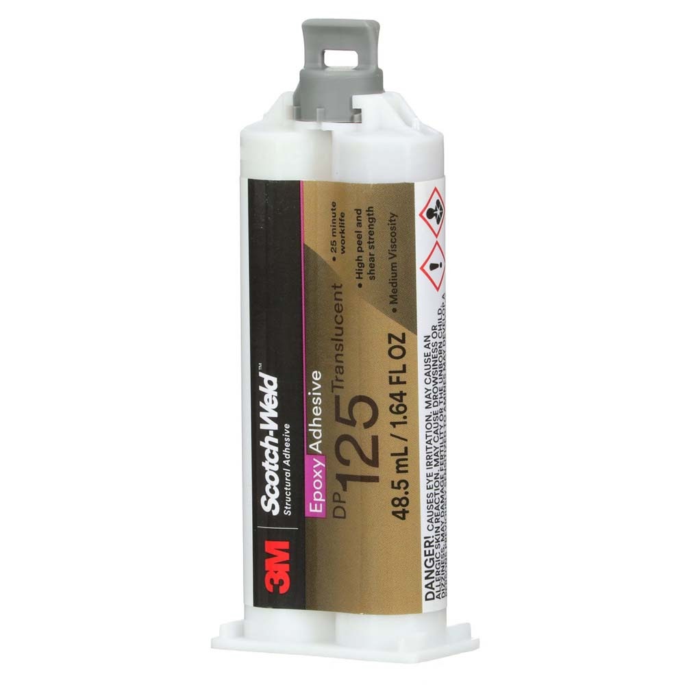 3M DP125 Scotch-Weld Translucent Two-Part Flexible Epoxy Adhesive Duo-Pak (48.5 mL) (7100148734) (12 Pack) - 3