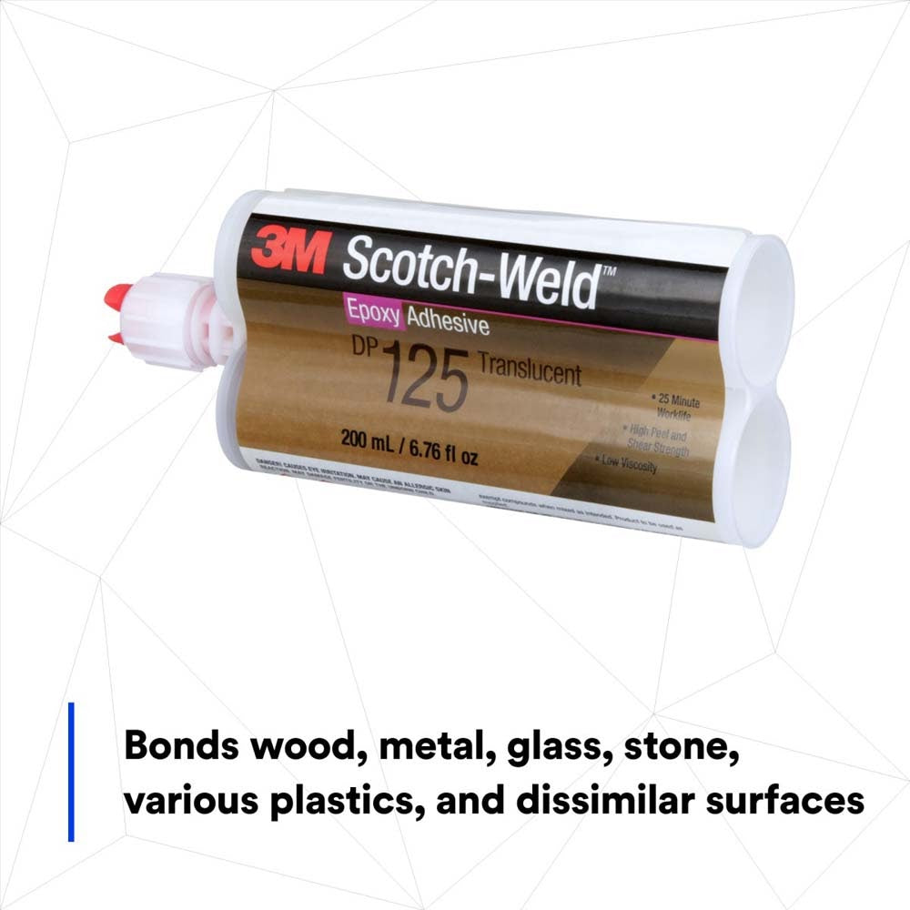 3M DP125 Scotch-Weld Translucent Two-Part Flexible Epoxy Adhesive Duo-Pak (48.5 mL) (7100148734) (12 Pack) - 8