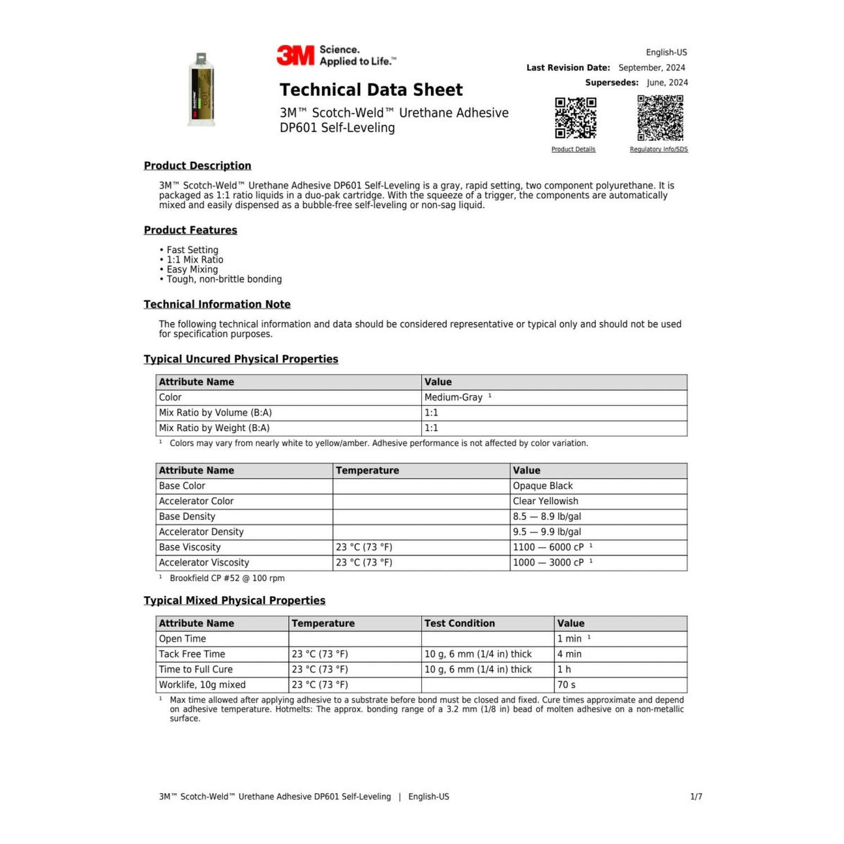 3M 601 Scotch-Weld Urethane Adhesive, Gray, 48.5 mL Duo-Pak (DP601) (7100148741) (12 Pack) - 2