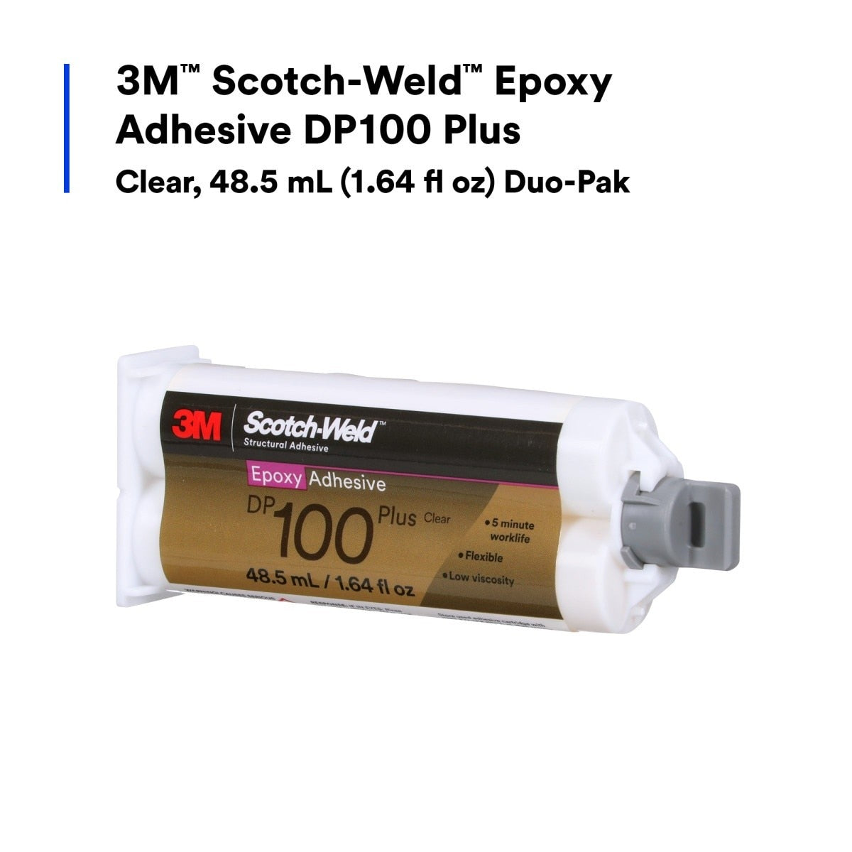 3M DP100 Plus Scotch-Weld Epoxy Adhesive, Clear, 48.5 mL 1.64 fl oz Duo-Pak (7100148750) (12 Pack) - 5