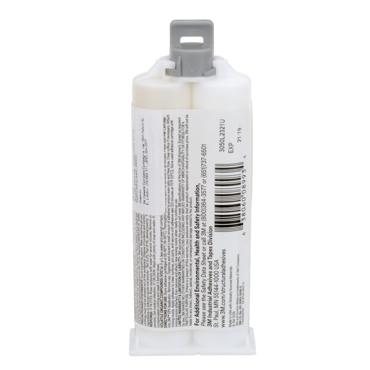3M DP110 Scotch-Weld Epoxy Adhesive Duo-Pak Cartridge, Translucent, 48.5 mL (110) (7100148762) (12 Pack) - 5