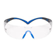 3M SF401SGAF-BLU SecureFit Safety Glasses, Clear Lens, Blue/Gray Frame, ANSI Z87.1 (7100150838) (20 Pack)