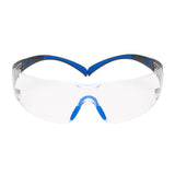3M SF401SGAF-BLU SecureFit Safety Glasses, Clear Lens, Blue/Gray Frame, ANSI Z87.1 (7100150838) (20 Pack)