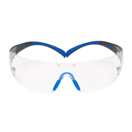 3M SF401SGAF-BLU SecureFit Safety Glasses, Clear Lens, Blue/Gray Frame, ANSI Z87.1 (7100150838) (20 Pack)