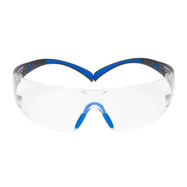 3M SF401SGAF-BLU SecureFit Safety Glasses, Clear Lens, Blue/Gray Frame, ANSI Z87.1 (7100150838) (20 Pack)