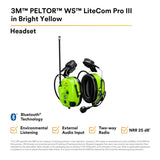 3M MT73H7P3E4D10NA GB WS LiteCom Pro III Hard Hat Attached Headset with Built-In Two-Way Radio, Bluetooth and Environmental Listening (7100153110) - 2