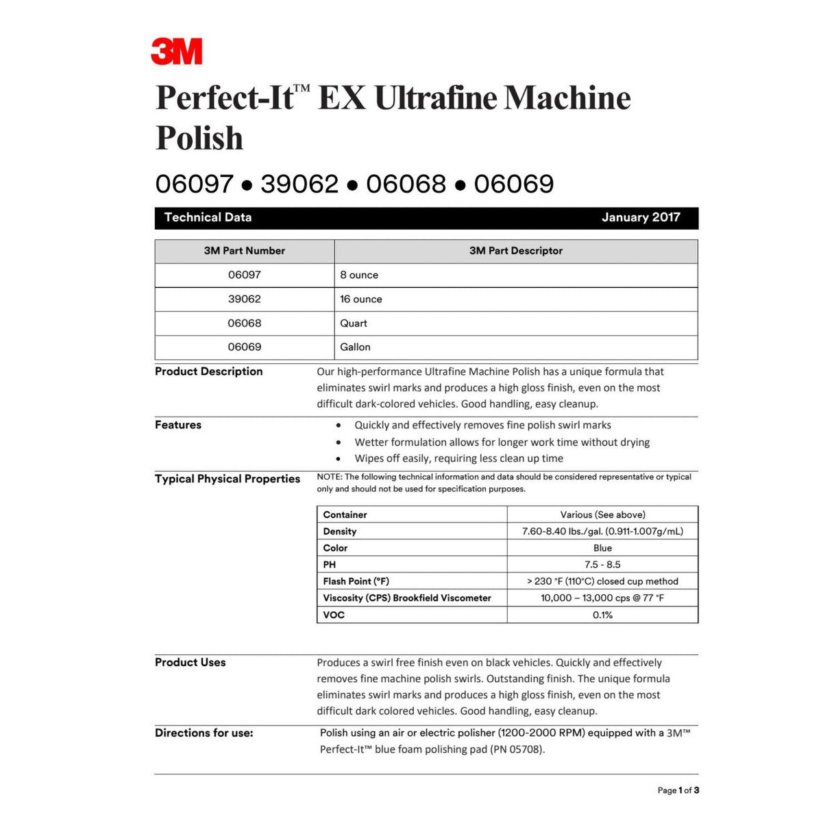 3M Perfect-It EX Ultrafine Machine Polish, 1 pt (16 fl oz / 473 mL) (39062) (7100153717) (6 Pack) - 2