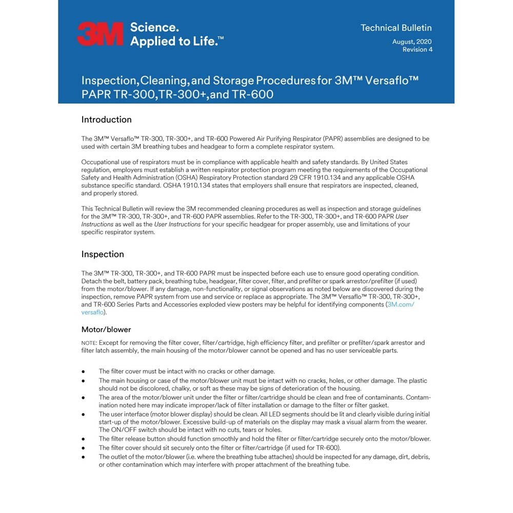 3M 7100153813 Versaflo PAPR Assembly TR-306N+, with High Durability Belt and High Capacity Battery - 6