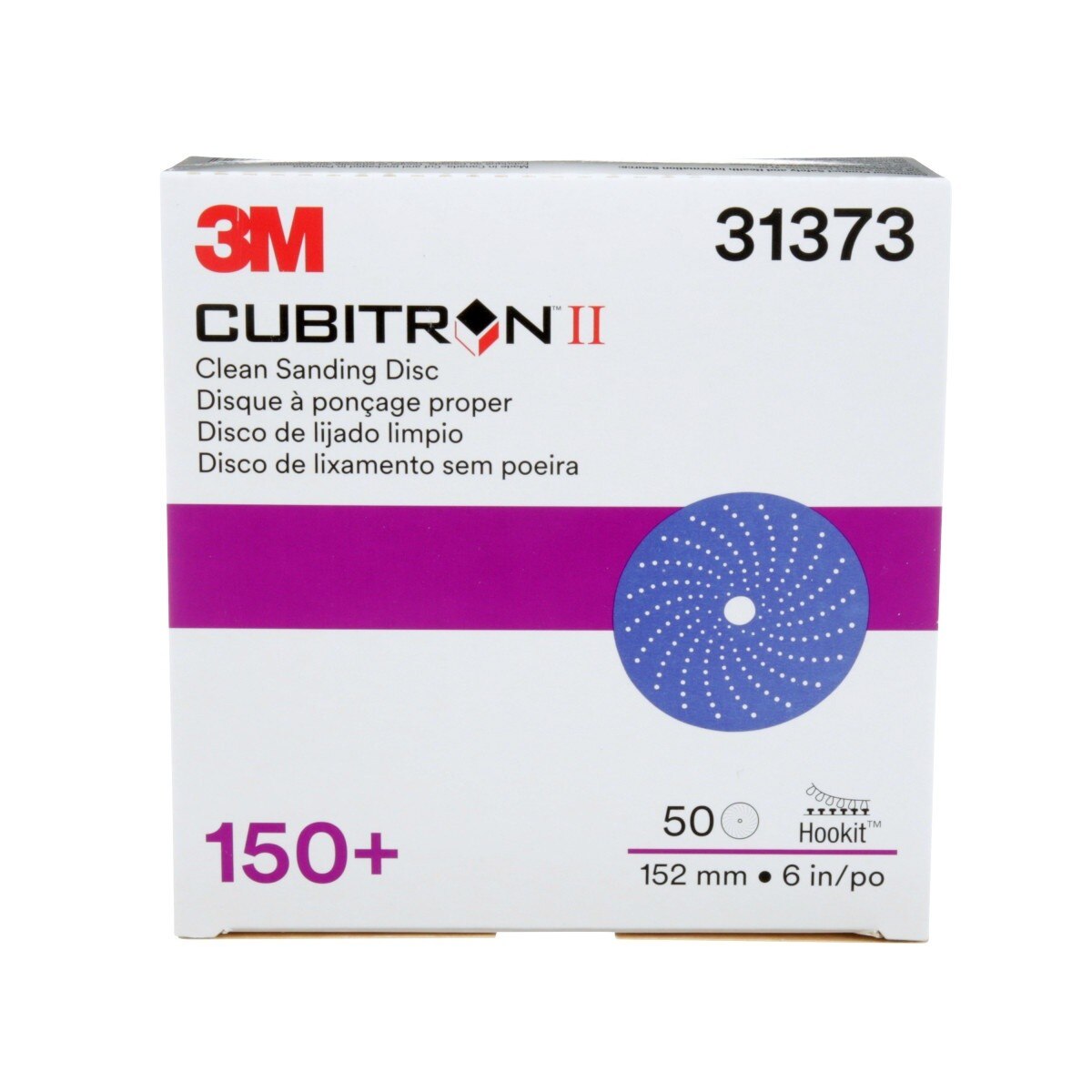 3M 737U 31373 Cubitron II Hookit Clean Sanding Abrasive Disc, 6 in, 150+ Grit, Purple, Multi Hole Pattern (7100155304) (200 Pack) - 6