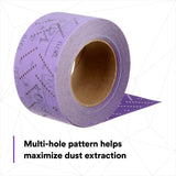 3M 737U 34444 Cubitron II Hookit Clean Sanding Sheet Roll, Multi Hole, 120 Plus, Purple, 70 mm x 12 m (7100155338) (5 Pack) - 3