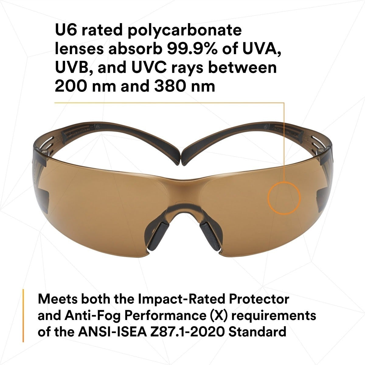3M SF405SGAF-BLA 1334251 SecureFit Safety Glasses, Black/Brown, Brown Scotchgard Anti-fog Lens (7100155940) (20 Pack) - 7
