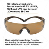 3M SF405SGAF-BLA 1334251 SecureFit Safety Glasses, Black/Brown, Brown Scotchgard Anti-fog Lens (7100155940) (20 Pack) - 7