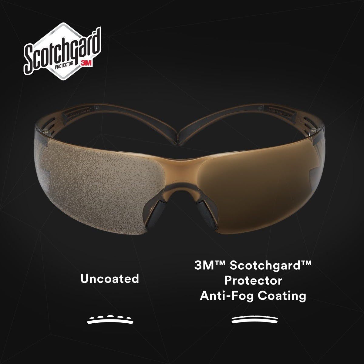3M SF405SGAF-BLA 1334251 SecureFit Safety Glasses, Black/Brown, Brown Scotchgard Anti-fog Lens (7100155940) (20 Pack) - 9