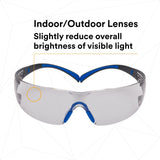 3M SF407SGAF-BLU SecureFit Safety Glasses, 400 Series, ANSI Z87.1, Indoor/Outdoor Gray Lens, Blue/Gray Frame, Anti-Fog Anti-Scratch (7100156103) (20 Pack) - 6