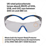 3M SF407SGAF-BLU SecureFit Safety Glasses, 400 Series, ANSI Z87.1, Indoor/Outdoor Gray Lens, Blue/Gray Frame, Anti-Fog Anti-Scratch (7100156103) (20 Pack) - 7