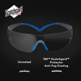 3M SF407SGAF-BLU SecureFit Safety Glasses, 400 Series, ANSI Z87.1, Indoor/Outdoor Gray Lens, Blue/Gray Frame, Anti-Fog Anti-Scratch (7100156103) (20 Pack) - 9