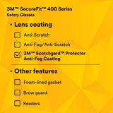 3M SF407SGAF-BLU SecureFit Safety Glasses, 400 Series, ANSI Z87.1, Indoor/Outdoor Gray Lens, Blue/Gray Frame, Anti-Fog Anti-Scratch (7100156103) (20 Pack) - 10