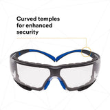 3M SF401SGAF-BLU-F SecureFit 400 Safety Glasses, Clear Polycarbonate Lens with Anti-Fog Anti-Scratch, Blue/Gray Frame, Removable Foam Gasket, ANSI Z87 Eye Protection (7100156104) (20 Pack) - 3
