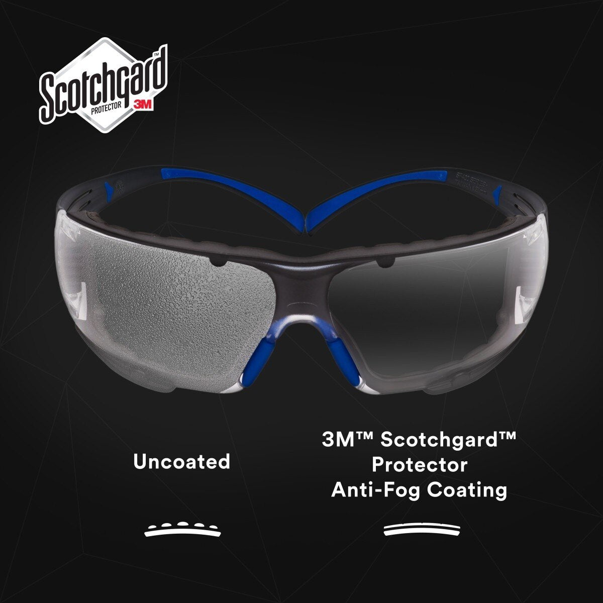 3M SF401SGAF-BLU-F SecureFit 400 Safety Glasses, Clear Polycarbonate Lens with Anti-Fog Anti-Scratch, Blue/Gray Frame, Removable Foam Gasket, ANSI Z87 Eye Protection (7100156104) (20 Pack) - 4