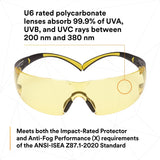 3M SF403SGAF-YEL SecureFit Scotchgard Safety Glasses, Amber Lens, Yellow/Black Frame, Anti-Fog, Anti-Scratch, ANSI Z87 (SF403SGAF-YEL) (7100158219) (Case of 20) (20 Pack) - 7