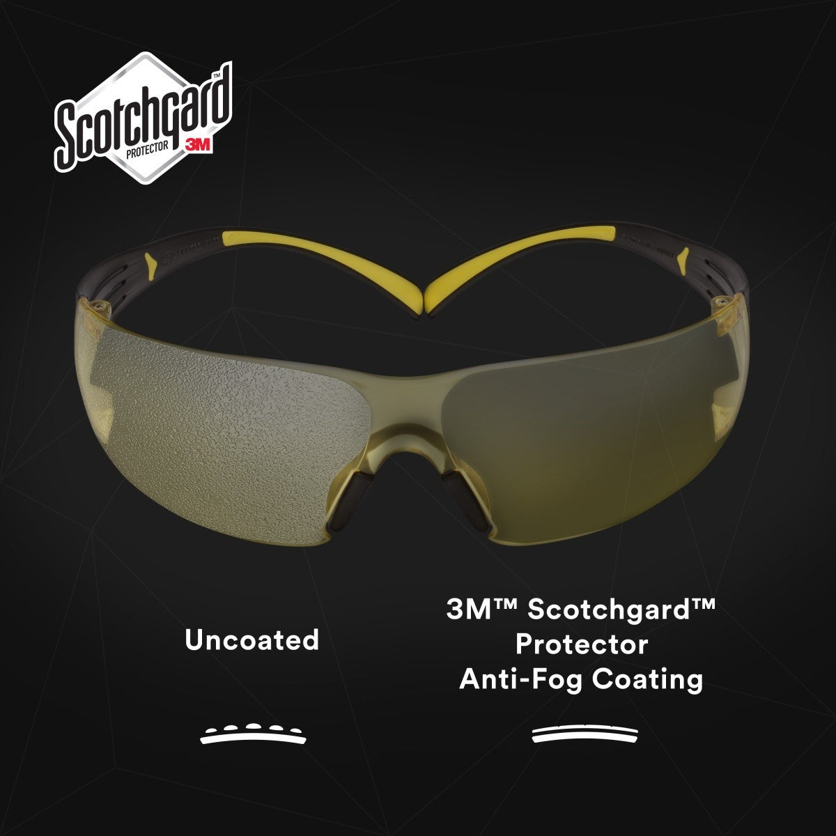 3M SF403SGAF-YEL SecureFit Scotchgard Safety Glasses, Amber Lens, Yellow/Black Frame, Anti-Fog, Anti-Scratch, ANSI Z87 (SF403SGAF-YEL) (7100158219) (Case of 20) (20 Pack) - 8