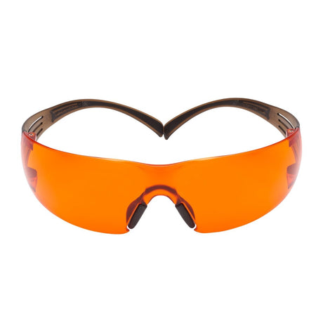 3M SF406SGAF-BLA SecureFit Safety Glasses, Orange Lens, Brown/Black Frame, Anti-Fog Anti-Scratch, ANSI Z87 (7100158220) (20 Pack)