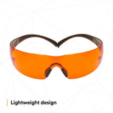 3M SF406SGAF-BLA SecureFit Safety Glasses, Orange Lens, Brown/Black Frame, Anti-Fog Anti-Scratch, ANSI Z87 (7100158220) (20 Pack) - 3