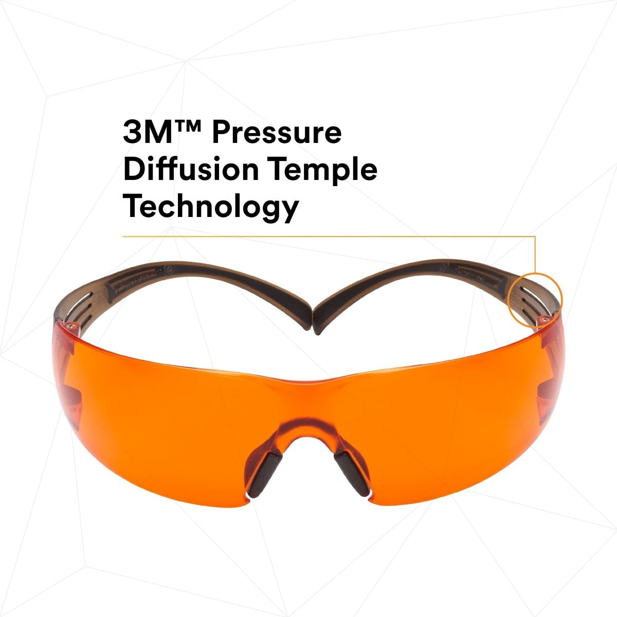 3M SF406SGAF-BLA SecureFit Safety Glasses, Orange Lens, Brown/Black Frame, Anti-Fog Anti-Scratch, ANSI Z87 (7100158220) (20 Pack) - 4