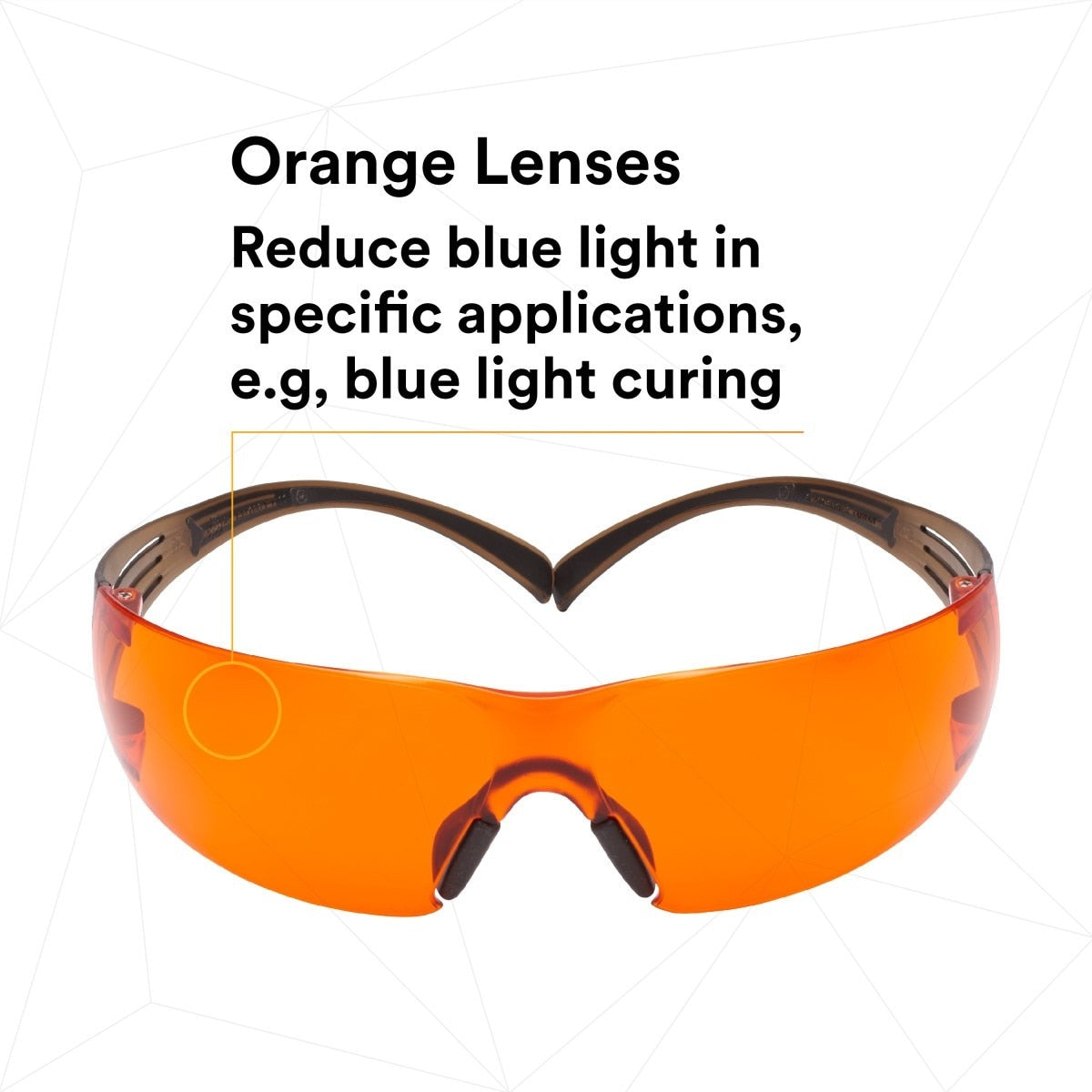 3M SF406SGAF-BLA SecureFit Safety Glasses, Orange Lens, Brown/Black Frame, Anti-Fog Anti-Scratch, ANSI Z87 (7100158220) (20 Pack) - 7