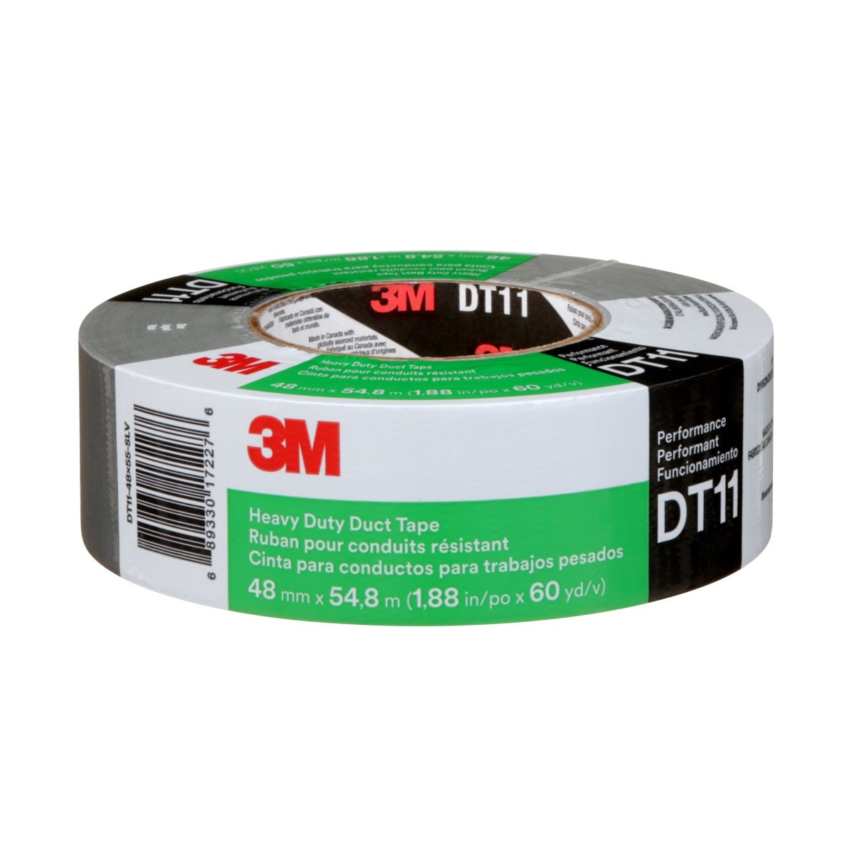 3M DT11 Heavy Duty Duct Tape, Silver, 48 mm x 54.8 m, 11 mil, Individually Wrapped (7100158346) (24 Pack) - 3