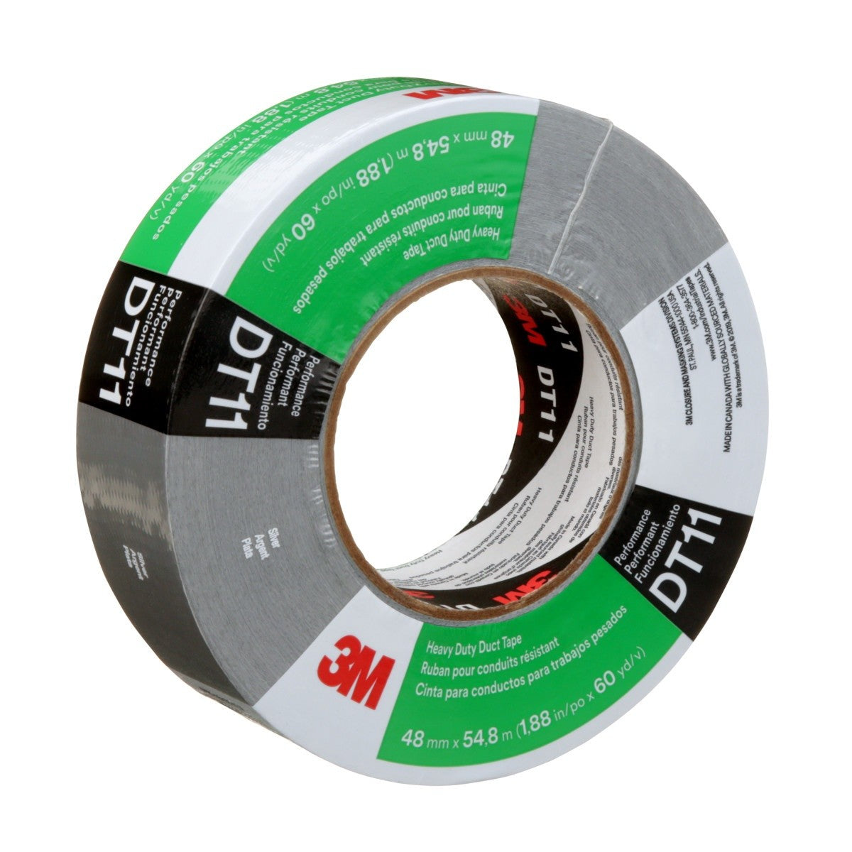 3M DT11 Heavy Duty Duct Tape, Silver, 48 mm x 54.8 m, 11 mil, Individually Wrapped (7100158346) (24 Pack) - 4