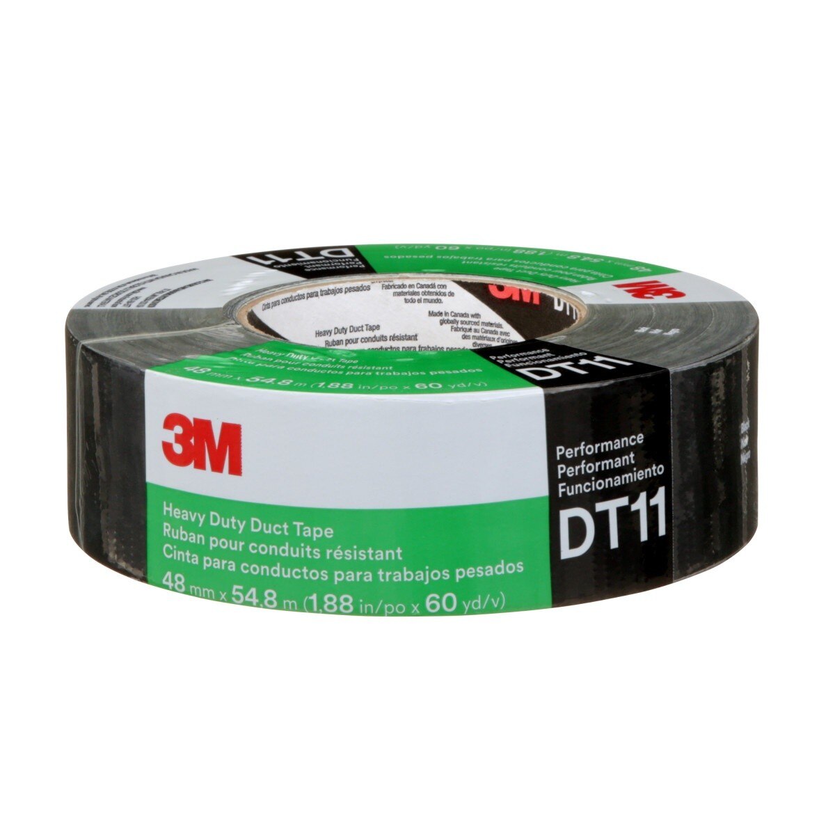 3M DT11 Heavy Duty Duct Tape, Black, 48 mm x 54.8 m, 11 mil (7100158377) (24 Pack) - 7