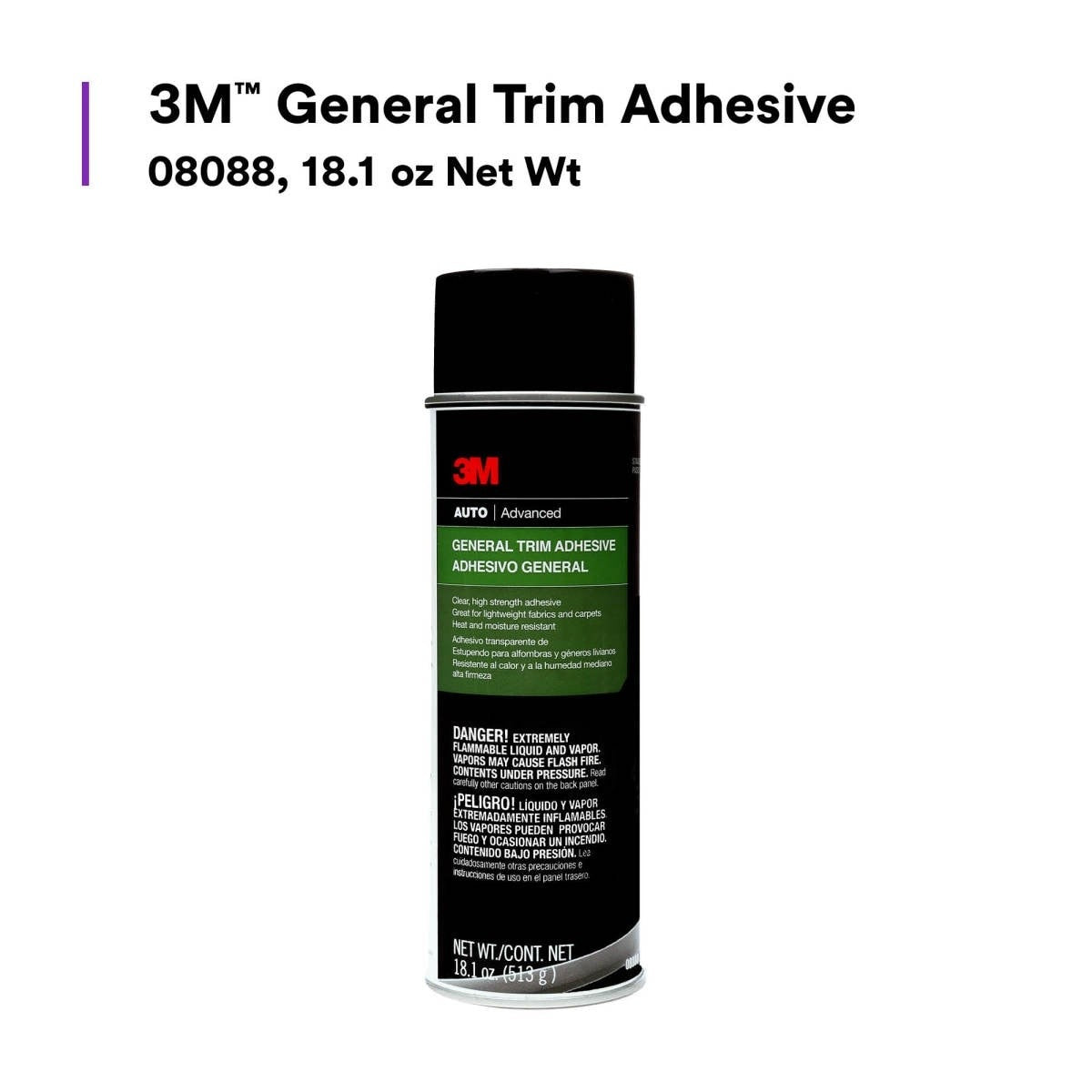 3M General Trim Adhesive Aerosol, High Strength, Clear Drying, 18.1 oz (08088) (7100166281) (4 Pack) - 2