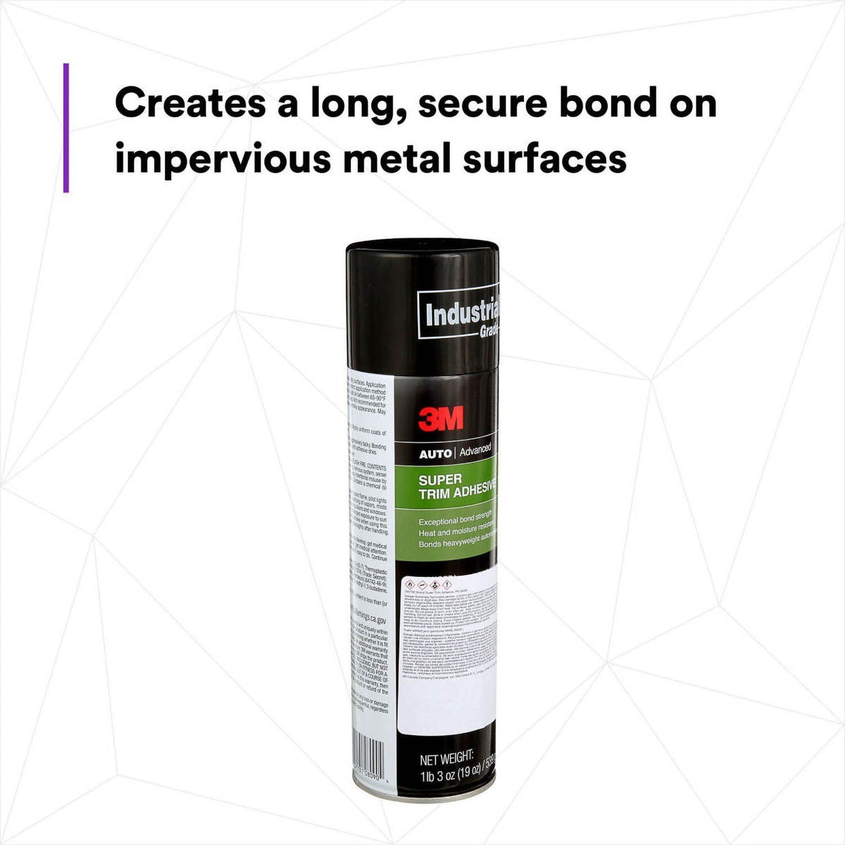 3M Super Trim Adhesive Aerosol Spray, Dries Clear, 19 oz (08090) (7100166328) (6 Pack) - 3