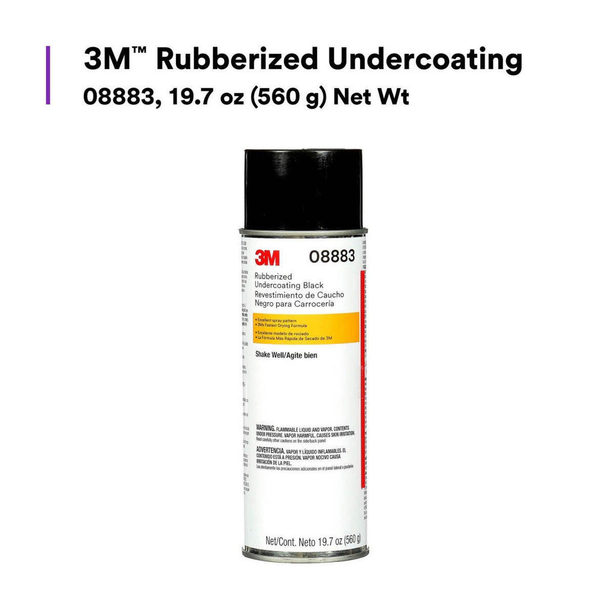 3M 08883 Rubberized Undercoating Aerosol Spray Textured Black Anti-Corrosive 19.7 oz (7100166585) (6 Pack) - 2