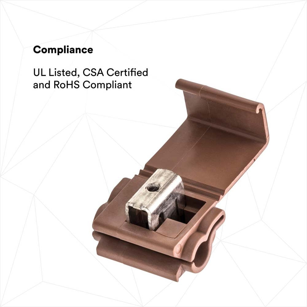 3M 567-POUCH Scotchlok Self-Stripping Tap Connectors 567, Run and Tap, Brown, 18-14 Awg Tap, 12-10 Awg Run (7100167058) (100 Pack) - 7
