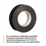 3M 165BK4A Temflex Vinyl Electrical Tape 165 Black 3/4 in x 60 ft x 0 in Multi-Purpose (7100169254) (100 Pack) - 2