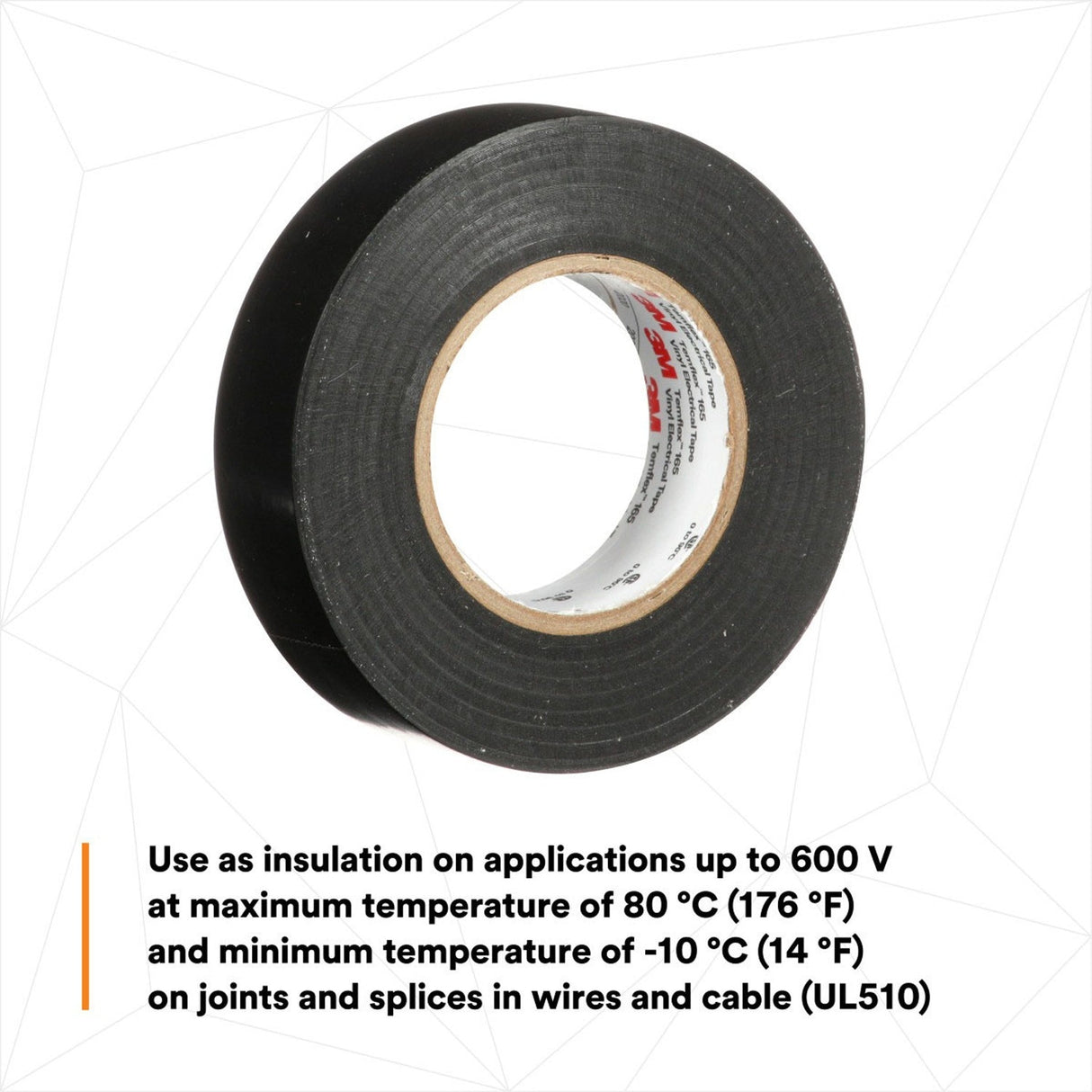 3M 165BK4A Temflex Vinyl Electrical Tape 165 Black 3/4 in x 60 ft x 0 in Multi-Purpose (7100169254) (100 Pack) - 9