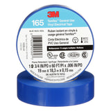 3M 165BL4A Temflex Vinyl Electrical Tape Blue 3/4 in x 60 ft 6 mil Multi-Purpose Flame Retardant (7100169429) (10 Pack) - 2