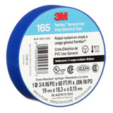 3M 165BL4A Temflex Vinyl Electrical Tape Blue 3/4 in x 60 ft 6 mil Multi-Purpose Flame Retardant (7100169429) (10 Pack) - 4